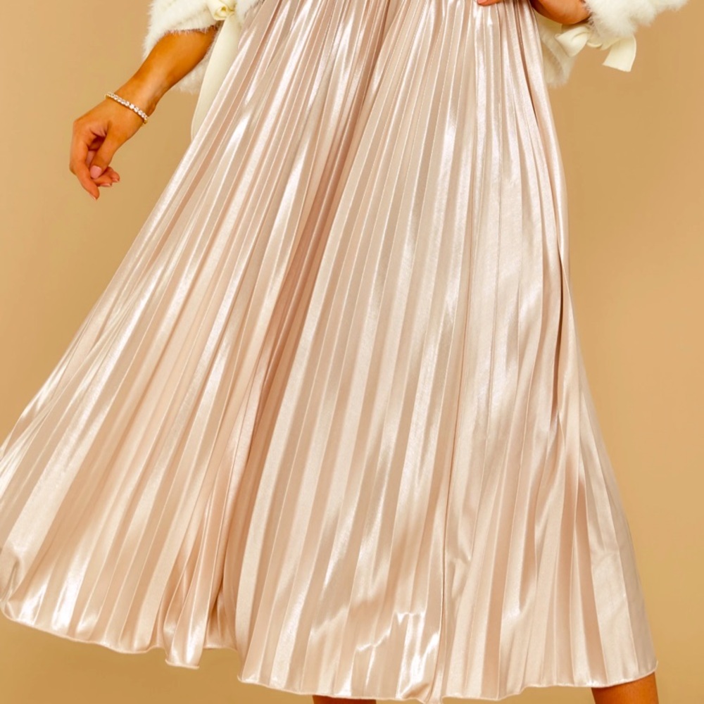 Red Dress boutique Champagne pleated skirt